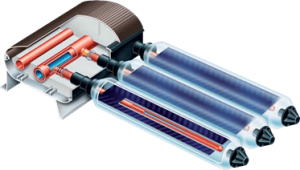 Існує два типи конструкції вакуумованих трубчастих колекторів: прямоточні і з тепловою трубою (Heatpipe)