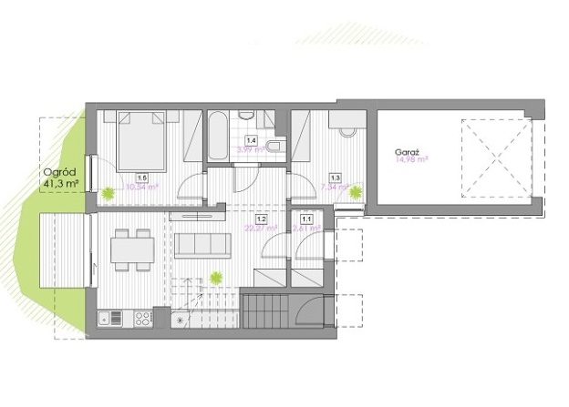 Планування квартири представлена ​​на рінсуке: